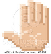 Vector Illustration of a Retro 8 Bit Pixel Art Styled Hand Gesturing Stop by AtStockIllustration