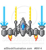 Vector Illustration of a Retro 8 Bit Pixel Art Video Game Styled Spaceship by AtStockIllustration