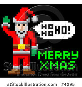 Vector Illustration of a Retro Pixelated Santa and Merry Xmas Text by AtStockIllustration