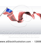 Vector Illustration of a Rippling American Flag over Shading by AtStockIllustration
