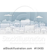 Vector Illustration of a Row of Paper Cut Styled Georgian or Victorian Houses in a Neighborhood, on Blue by AtStockIllustration