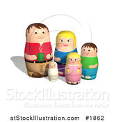 Vector Illustration of a Russian Doll Family by AtStockIllustration