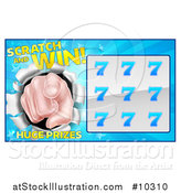 Vector Illustration of a Scratch and Win Lottery Card with a Pointing Finger by AtStockIllustration