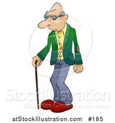 Vector Illustration of a Senior Man Using a Cane by AtStockIllustration
