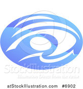 Vector Illustration of a Shiny Gradient Blue Abstract Swimmer Doing the Butterfly in Waves by AtStockIllustration