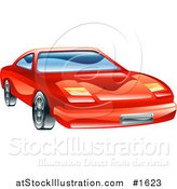 Vector Illustration of a Shiny Red Car with Flip Lights by AtStockIllustration