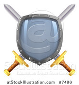 Vector Illustration of a Shiny Shield over Crossed Swords by AtStockIllustration