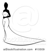 Vector Illustration of a Silhouetted Black and White Bride in Her Dress by AtStockIllustration