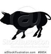 Vector Illustration of a Silhouetted Black Bull by AtStockIllustration