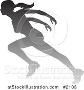 Vector Illustration of a Silhouetted Female Runner Breaking Through the Finish Line by AtStockIllustration