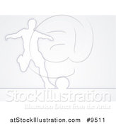 Vector Illustration of a Silhouetted Male Soccer Football Player About to Kick the Ball, over Gray by AtStockIllustration