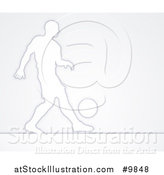 Vector Illustration of a Silhouetted Male Soccer Football Player Dribbling the Ball, over Gray by AtStockIllustration