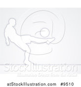 Vector Illustration of a Silhouetted Male Soccer Football Player in Action, over Gray by AtStockIllustration
