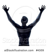 Vector Illustration of a Silhouetted Man Holding His Arms up to the Sky by AtStockIllustration