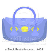 Vector Illustration of a Small Blue Purse with Golden Rings and Lock by AtStockIllustration