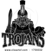 Vector Illustration of a Spartan Femal Warrior Lady Baseball Sports Mascot by AtStockIllustration