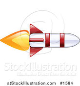 Vector Illustration of a Speedy Red and White Rocket with Flames by AtStockIllustration