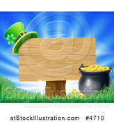 Vector Illustration of a St Patricks Day Leprechaun Hat on a Wooden Sign over Sunshine by AtStockIllustration