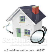 Vector Illustration of a Stethoscope Around a White Home by AtStockIllustration