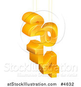 Vector Illustration of a Suspended Orange 3d 2014 New Year Numbers by AtStockIllustration