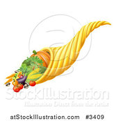 Vector Illustration of a Thanksgiving or Fall Cornucopia Horn of Plenty with Harvest Produce by AtStockIllustration