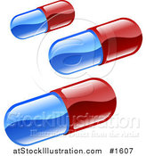 Vector Illustration of a Three Red and Blue Pills by AtStockIllustration