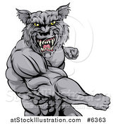 Vector Illustration of a Tough Vicious Muscular Wolf Man Punching by AtStockIllustration