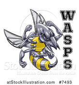 Vector Illustration of a Tough Wasp Sports Team Mascot Holding up Fists by Text by AtStockIllustration