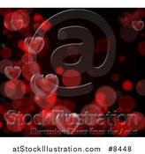 Vector Illustration of a Valentines Day Background with 3d Red Hearts over Black with Bokeh Flares by AtStockIllustration