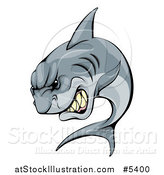 Vector Illustration of a Vicious Shark Mascot Attacking by AtStockIllustration