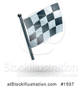 Vector Illustration of a Waving Black and White Checkered Racing Flag by AtStockIllustration
