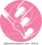 Vector Illustration of a White Brush Painting Finger Nails in a Pink Circle by AtStockIllustration