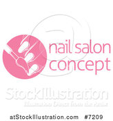 Vector Illustration of a White Brush Painting Finger Nails in a Pink Circle, Next to Sample Text by AtStockIllustration