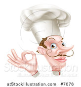 Vector Illustration of a White Male Chef with a Curling Mustache, Gesturing Okay by AtStockIllustration