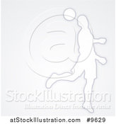 Vector Illustration of a White Silhouetted Male Soccer Player Head Passing a Ball, over Gray by AtStockIllustration