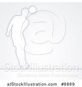 Vector Illustration of a White Silhouetted Male Soccer Player Heading a Ball, over Gray by AtStockIllustration