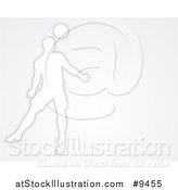 Vector Illustration of a White Silhouetted Male Soccer Player Heading a Ball, over Gray by AtStockIllustration