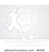 Vector Illustration of a White Silhouetted Male Soccer Player in Action, over Gray by AtStockIllustration