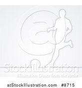 Vector Illustration of a White Silhouetted Male Soccer Player in Action, over Gray by AtStockIllustration