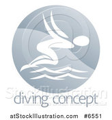 Vector Illustration of a White Swimmer Diving in a Circle over Sample Text by AtStockIllustration