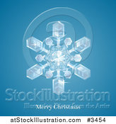 Vector Illustration of a Winter Snowflake with Merry Christmas Text on Blue by AtStockIllustration