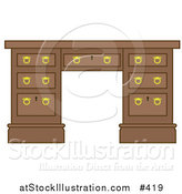 Vector Illustration of a Wooden Office Desk with Drawers by AtStockIllustration