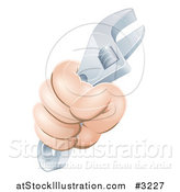 Vector Illustration of a Worker Hand Holding a Wrench by AtStockIllustration
