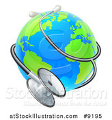 Vector Illustration of a World Earth Globe Wrapped in a Stethoscope by AtStockIllustration