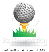 Vector Illustration of a Yellow Tee and Golf Ball in Grass by AtStockIllustration