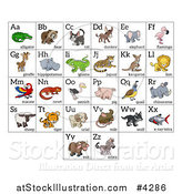 Vector Illustration of Alphabet Letters with Animals by AtStockIllustration