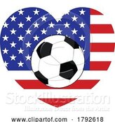 Vector Illustration of American America Flag Soccer Football Heart by AtStockIllustration