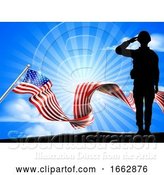 Vector Illustration of American Flag Saluting Soldier Background by AtStockIllustration