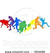 Vector Illustration of American Football Silhouette Player Silhouettes by AtStockIllustration