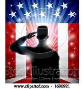 Vector Illustration of American Patriotic Soldier Saluting Flag by AtStockIllustration
